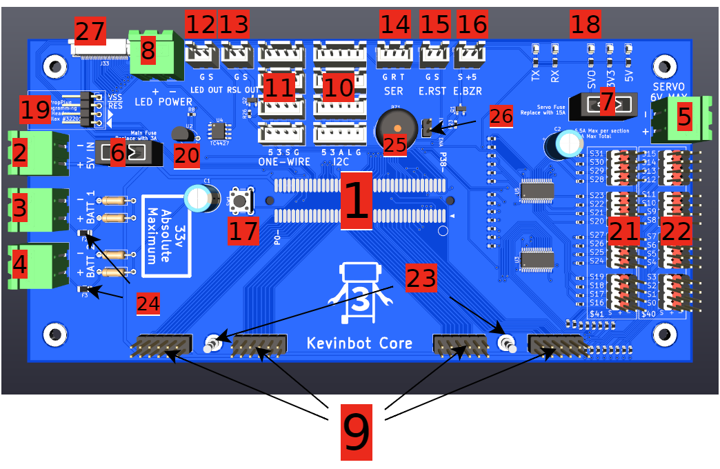 PCB diagram with numbered elements